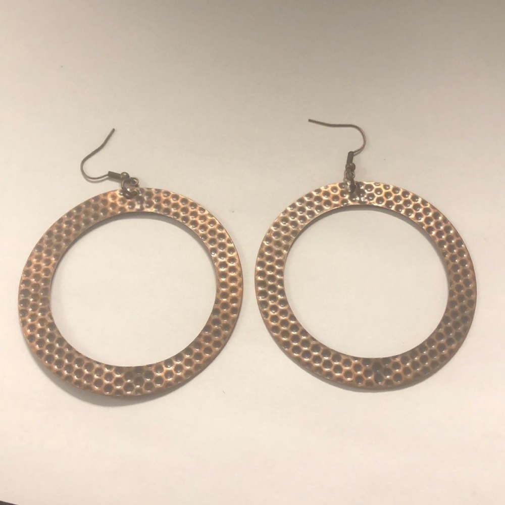 Brass hammered earrings